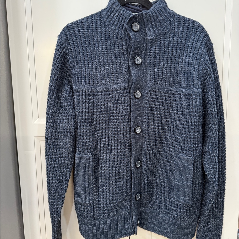 Navy Textured Cardigan for Men